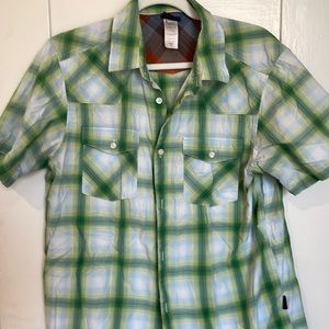 Patagonia organic cotton short sleeve button up shirt.